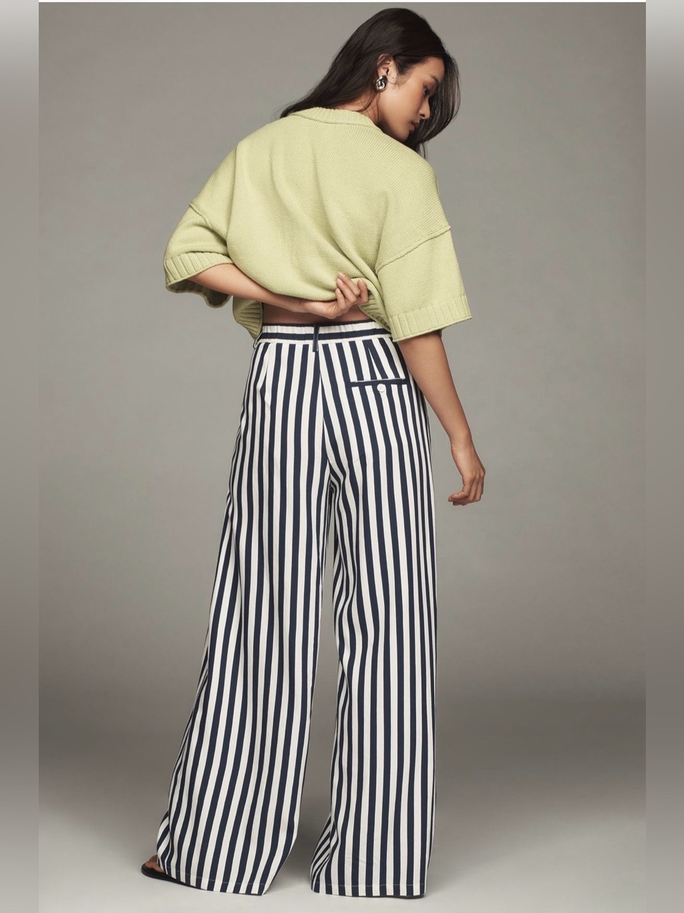 Anthropologie Maeve The Avery Striped Pleated Wide-Leg Trousers - Picture 4 of 14
